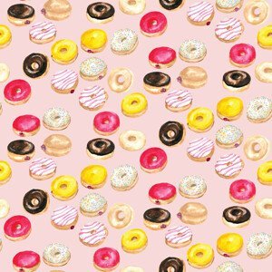 Ilustrace Watercolor donuts in pink, Blursbyai, (40 x 40 cm)