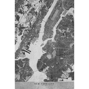 Mapa Map of New York City in gray vintage style, Blursbyai, (26.7 x 40 cm)