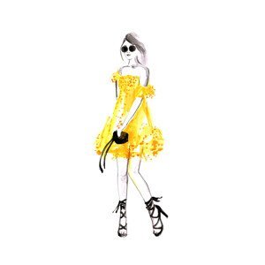 Ilustrace Fashion illustration yellow summer dress, Blursbyai, (26.7 x 40 cm)