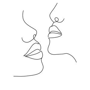 Ilustrace Woman faces line 2, Veronika Boulová, (26.7 x 40 cm)