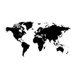 Ilustrace Worldmap black white background, Finlay & Noa, (40 x 30 cm)