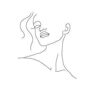 Ilustrace Minimal woman face line art, Veronika Boulová, (26.7 x 40 cm)