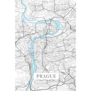 Mapa Praha white, (26.7 x 40 cm)