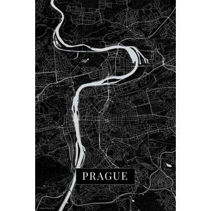 Mapa Praha black, (26.7 x 40 cm)