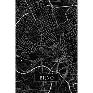 Mapa Brno black, (26.7 x 40 cm)