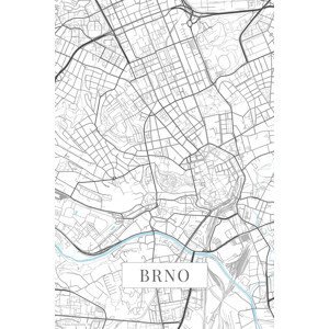 Mapa Brno white, (26.7 x 40 cm)