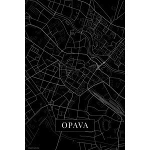 Mapa Opava black, (26.7 x 40 cm)