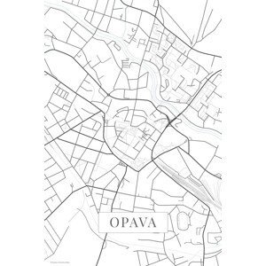 Mapa Opava white, (26.7 x 40 cm)