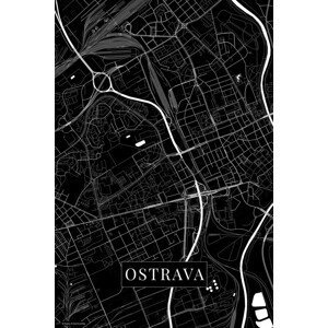 Mapa Ostrava black, (26.7 x 40 cm)