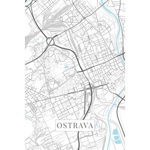 Mapa Ostrava white, (26.7 x 40 cm)