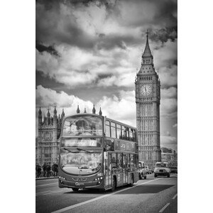 Umělecká fotografie LONDON Monochrome Houses of Parliament and traffic, Melanie Viola, (26.7 x 40 cm)