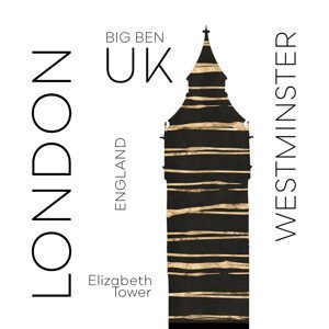 Ilustrace Urban Art LONDON Big Ben, Melanie Viola, (40 x 40 cm)