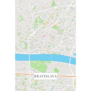 Mapa Bratislava color, (26.7 x 40 cm)