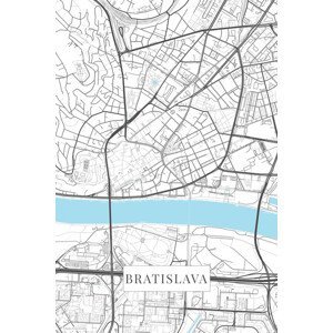 Mapa Bratislava white, (26.7 x 40 cm)