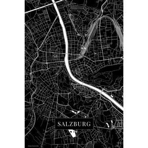 Mapa Salzburg black, (26.7 x 40 cm)