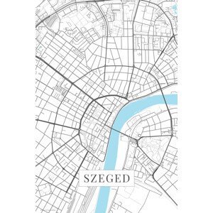 Mapa Szeged white, (26.7 x 40 cm)