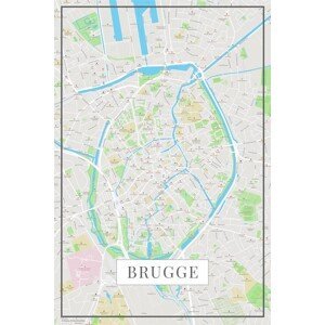 Mapa Brugge color, (26.7 x 40 cm)