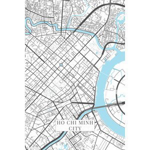 Mapa Ho Chi Minh City white, (26.7 x 40 cm)