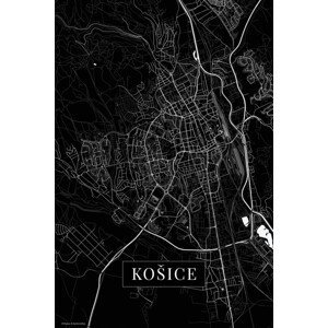 Mapa Košice black, (26.7 x 40 cm)