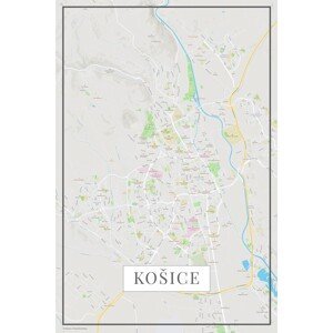 Mapa Košice color, (26.7 x 40 cm)