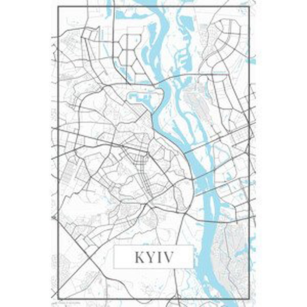 Mapa Kyiv white, (26.7 x 40 cm)