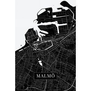 Mapa Malmo black, (26.7 x 40 cm)