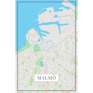 Mapa Malmo color, (26.7 x 40 cm)