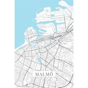Mapa Malmo white, (26.7 x 40 cm)
