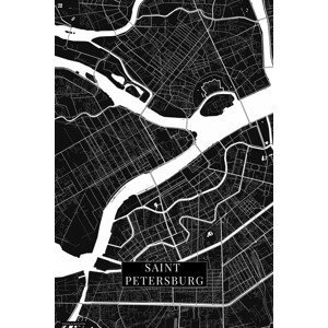 Mapa Saint Petersburg black, (26.7 x 40 cm)