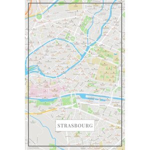 Mapa Strasbourg color, (26.7 x 40 cm)
