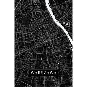 Mapa Warszawa black, (26.7 x 40 cm)