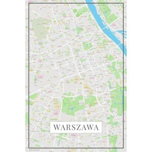 Mapa Warszawa color, (26.7 x 40 cm)