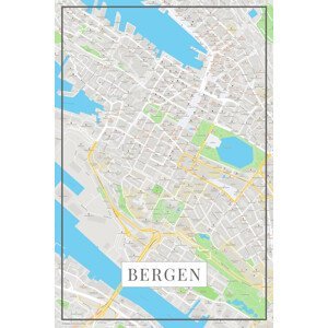 Mapa Bergen color, (26.7 x 40 cm)