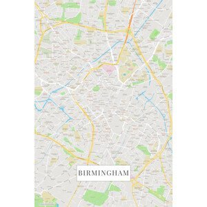 Mapa Birmingham color, (26.7 x 40 cm)