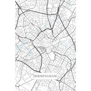 Mapa Birmingham white, (26.7 x 40 cm)