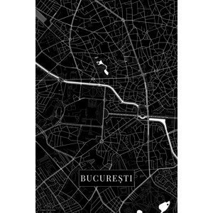 Mapa Bucuresti black, (26.7 x 40 cm)