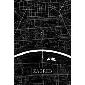 Mapa Zagreb black, (26.7 x 40 cm)