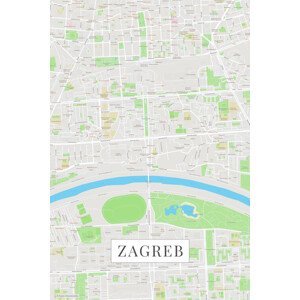 Mapa Zagreb color, (26.7 x 40 cm)