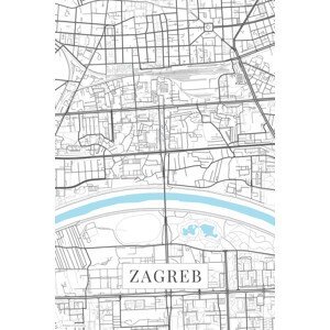 Mapa Zagreb white, (26.7 x 40 cm)