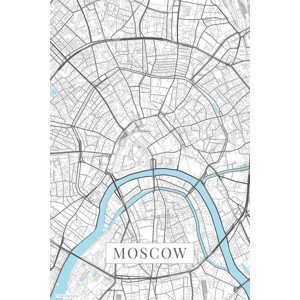Mapa Moscow white, (26.7 x 40 cm)