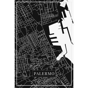 Mapa Palermo black, (26.7 x 40 cm)