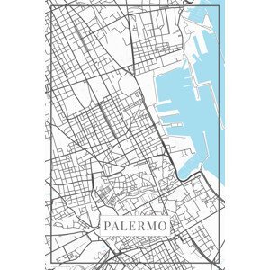 Mapa Palermo white, (26.7 x 40 cm)