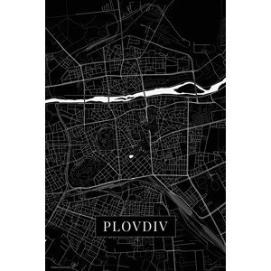 Mapa Plovdiv black, (26.7 x 40 cm)