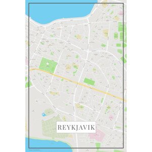Mapa Reykjavik color, (26.7 x 40 cm)
