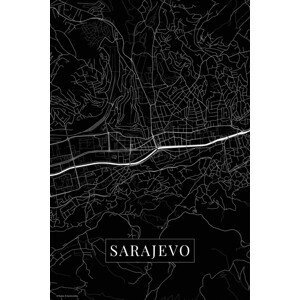 Mapa Sarajevo black, (26.7 x 40 cm)