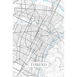 Mapa Turín white, (26.7 x 40 cm)