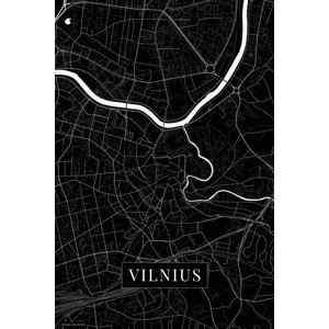 Mapa Vilnius black, (26.7 x 40 cm)
