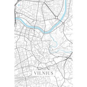 Mapa Vilnius white, (26.7 x 40 cm)