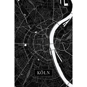 Mapa Kolín nad Rýnem black, (26.7 x 40 cm)