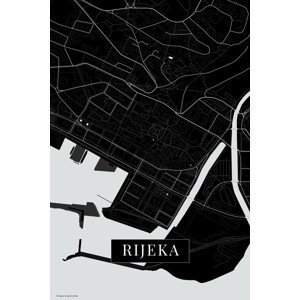 Mapa Rijeka balck, (26.7 x 40 cm)